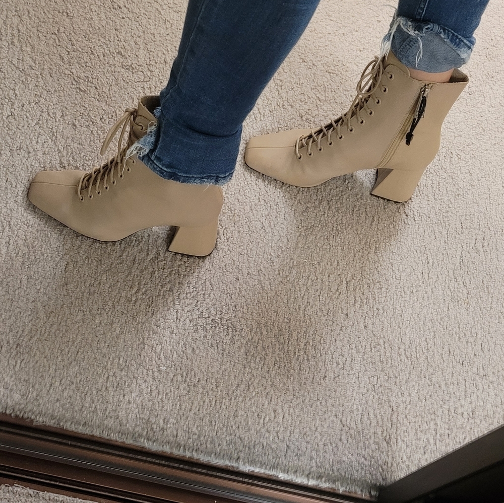 Zara laced leather high heel ankle boots - Picture 5 of 6